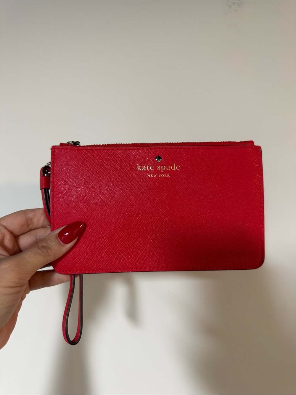 kate spade Red Zip Wristlet with Wrist Strap NWOT